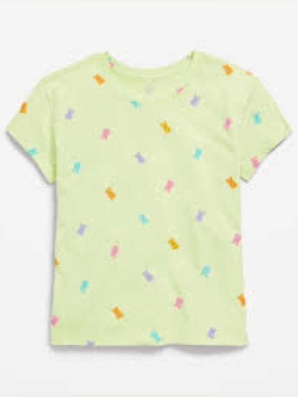 Old Navy Girls Short Sleeve T-Shirt Colorful Gummy Bear Print, Pale Green, XXL